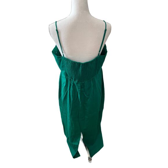 Rachel Zoe Emerald Green Linen Midi Dress L - Picture 5 of 6